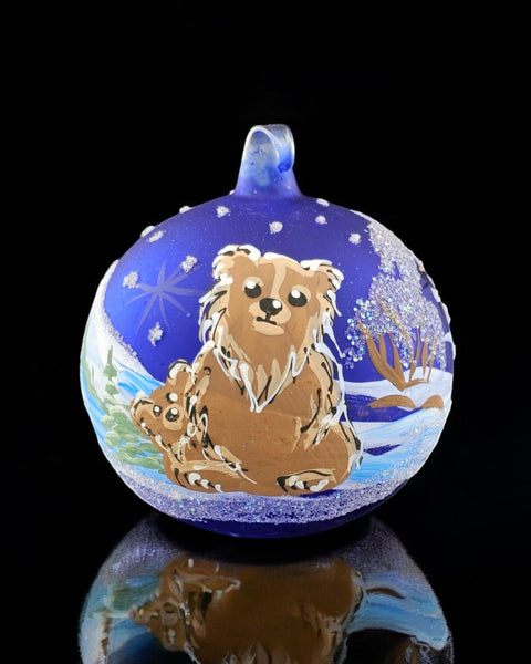 Blue Blown Glass Ornament, Handcrafted Teddy Bear Design, Keepsake Ornament Handmade In Ukraine, A Great Addition To Any Tree
