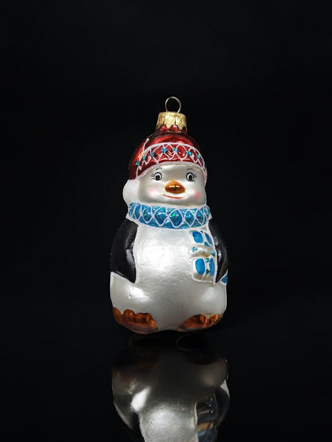 Hand Decorated Glass Keepsake Ornament - Charming Penguin Design