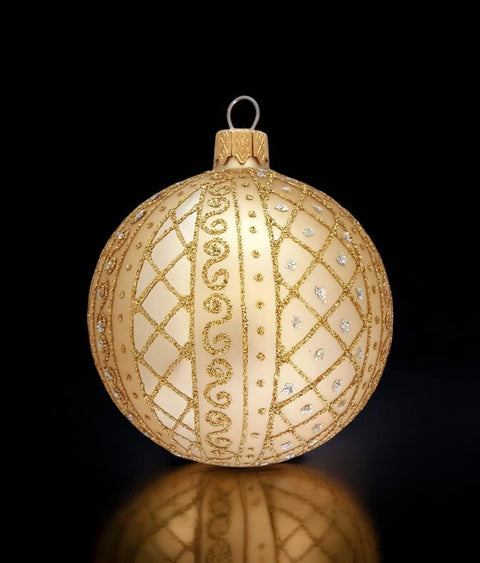 Gold Blown Glass Ornament - Modern Design - Gold Ornament - Hand Made In Ukraine - Hand Painted - Keepsake Ornament - Natural Glass