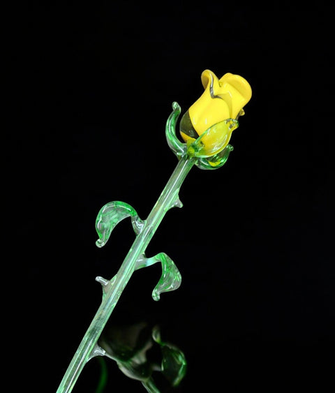 Yellow Glass Rose- Handcrafted Long Stem Flower