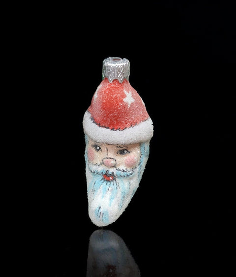 Hand Decorated Glass Keepsake Ornament - Charming Moonhead Santa Design