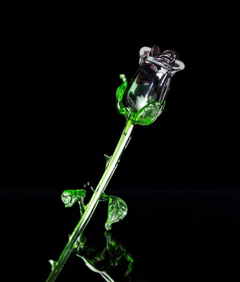 Purple Glass Rose - Handcrafted Long Stem Flower