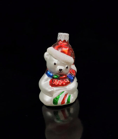 Hand Decorated Glass Keepsake Ornament - Charming Teddy Bear Design