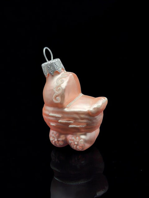 Hand Decorated Glass Keepsake Ornament - Charming Pink Baby Carriage Design