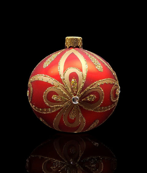 Red Blown Glass Ornament - Handcrafted - Modern Design