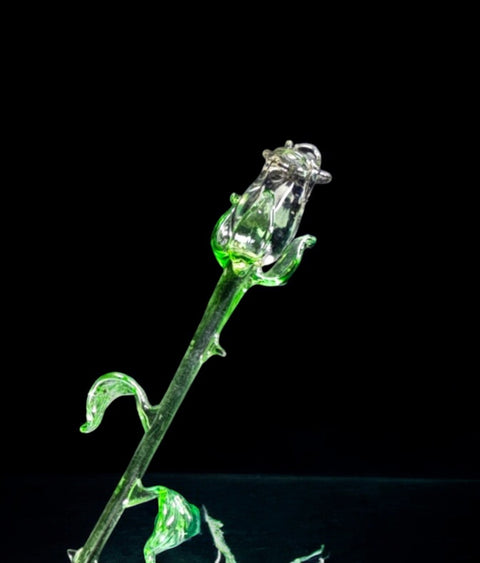 Clear Glass Rose - Handcrafted Long Stem Flower