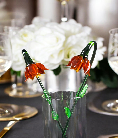 Amber Glass Lily - Handcrafted Long Stem Flower