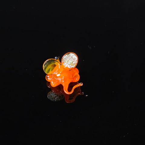 Orange Glass Mouse Figurine, Handmade Murano Quality Design - Small