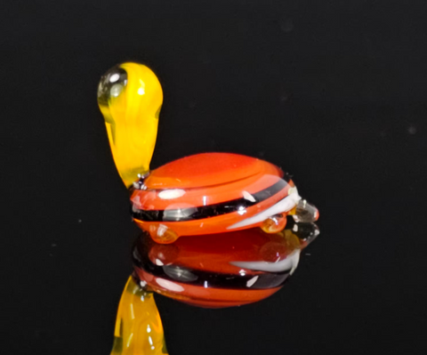 Orange Glass Turtle Figurine, Handmade Murano Quality Design - Small