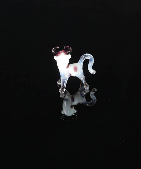 White Glass Cow Figurine, Handmade Murano Quality Design - Small