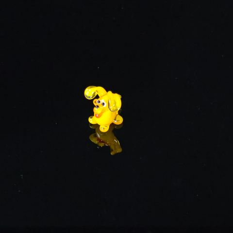 Yellow Glass Puppy Figurine, Handmade Murano Quality Design - Small