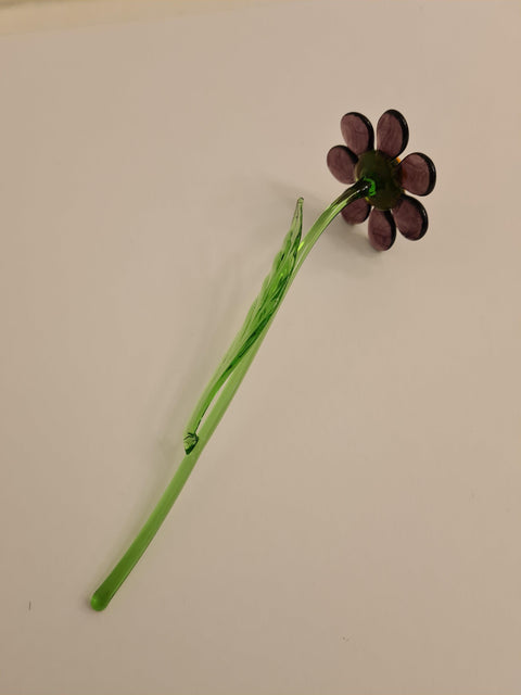 Purple Glass Daisy - Handcrafted Long Stem Flower