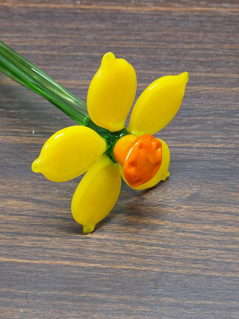 Yellow Glass Daffodil - Handcrafted Long Stem Flower