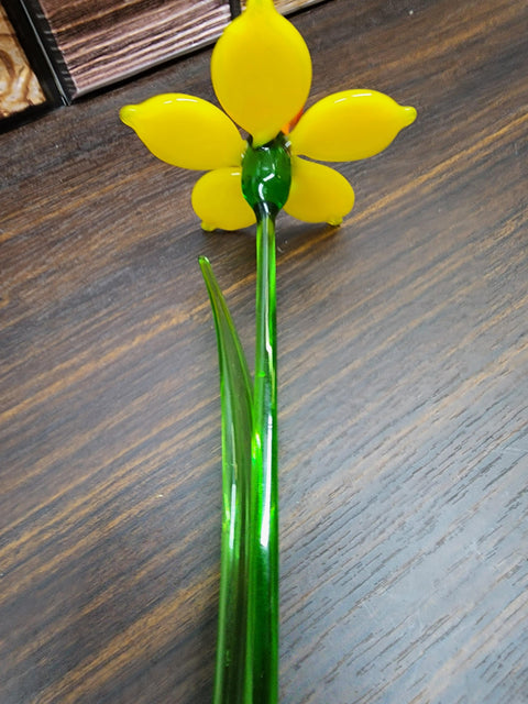 Yellow Glass Daffodil - Handcrafted Long Stem Flower