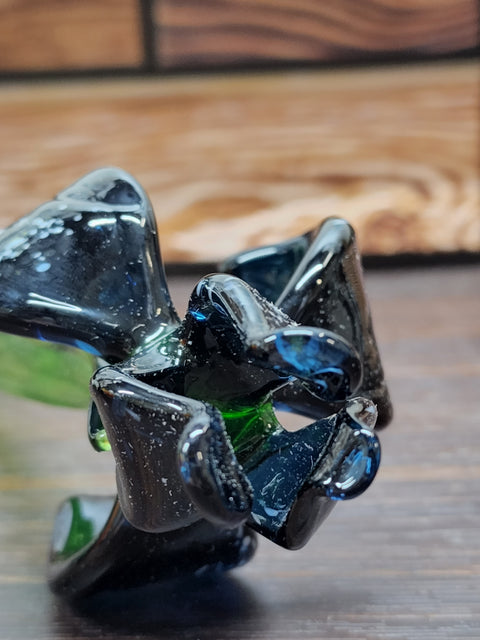 Black Glass Iris, Handcrafted Glass Flower, Hand Made In Ukraine Using Murano Quality Glass, Great Gift For Flower Lovers, 12 Inch Iris