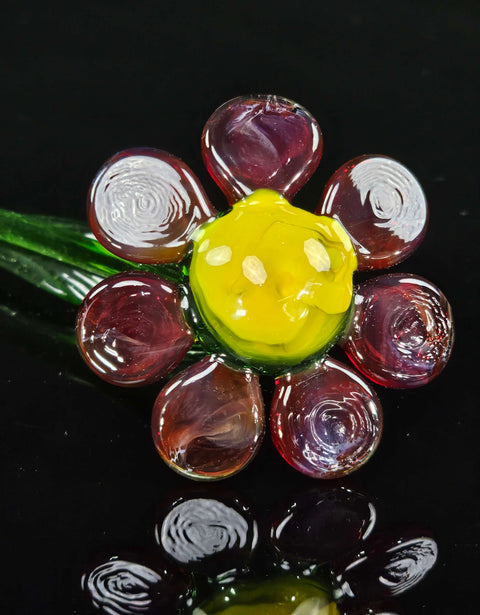 Red Glass Daisy, Handcrafted Glass Flower, Hand Made In Ukraine Using Murano Quality Glass, Great Gift For Flower Lovers, 6 Inch Daisy