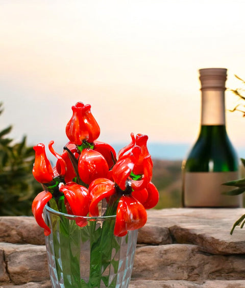 Red Glass Iris - Handcrafted Long Stem Flower