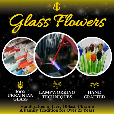 Amber Glass Orchid, Handcrafted Glass Flower, Hand Made In Ukraine Using Murano Quality Glass, Great Gift For Flower Lovers, 6 Inch Orchid