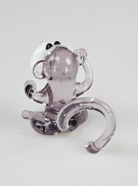 Purple Glass Monkey Figurine, Handmade Murano Quality Design - Small