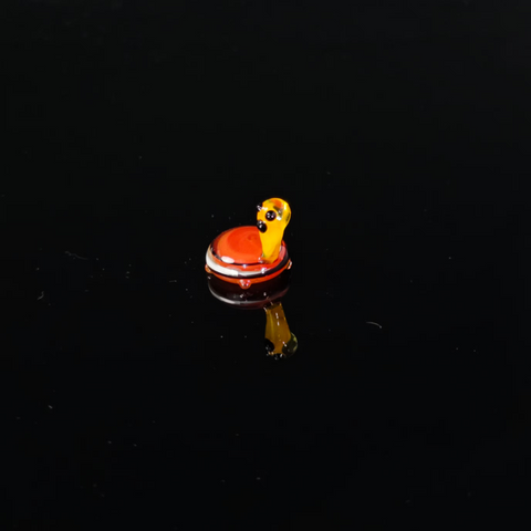 Orange Glass Turtle Figurine, Handmade Murano Quality Design - Small