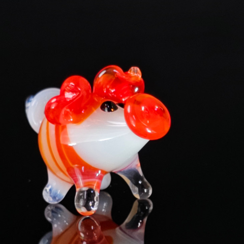 Red Glass Pig Figurine, Handmade Murano Quality Design - Small