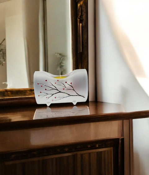 Cardinal Blown Glass Candle Holder – Hand-Painted Design, Made in Ukraine