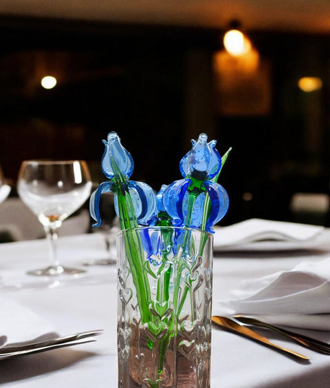 Blue Glass Iris - Handcrafted Long Stem Flower