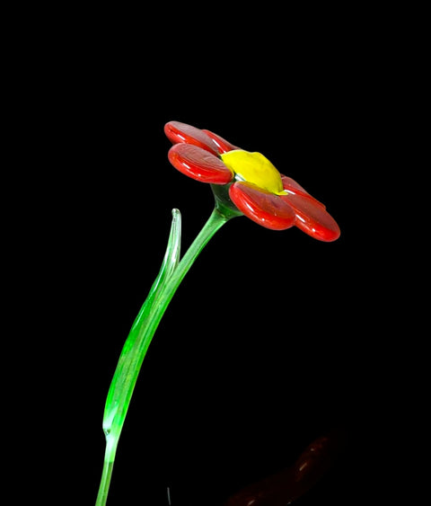 Red Glass Daisy - Handcrafted Long Stem Flower