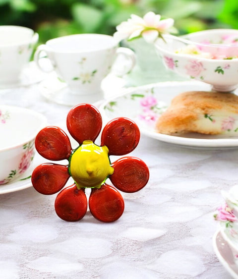 Red Glass Daisy - Handcrafted Long Stem Flower