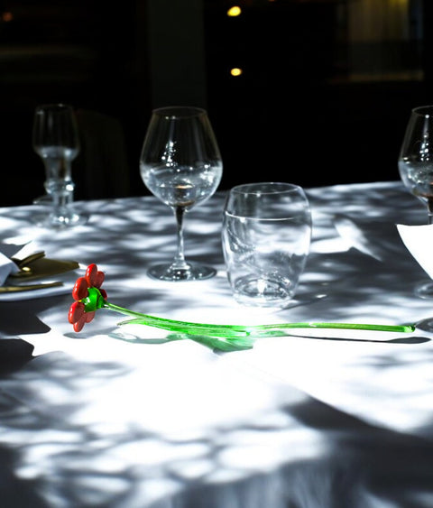 Red Glass Daisy - Handcrafted Long Stem Flower