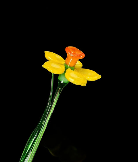 Yellow Glass Daffodil - Handcrafted Short Stem Flower