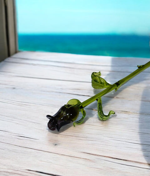 Lavender Glass Rose - Handcrafted Long Stem Flower