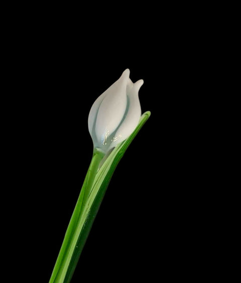 White Glass Tulip - Handcrafted Short Stem Flower