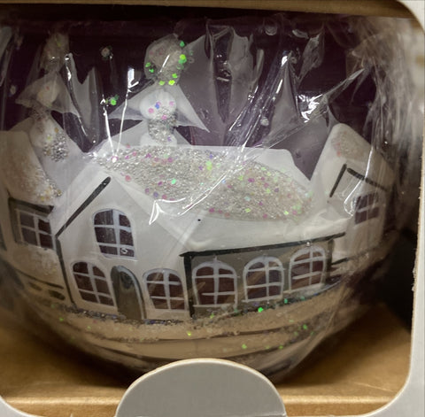 Small Purple Glass Candle Holder, Hand Crafted in Ukraine, White Cabin Winter Wonderland, Wonderful Year Round