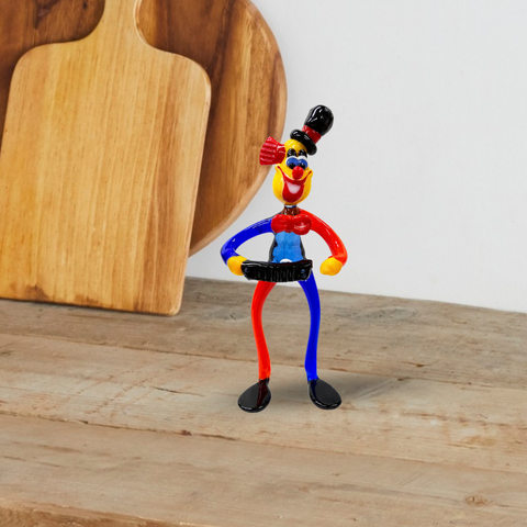 Glass Clown Musician, Handcrafted In Ukraine Using Traditional Lampworking Techniques, Hand Made Clown With Black Accordion, Murano Quality Glass