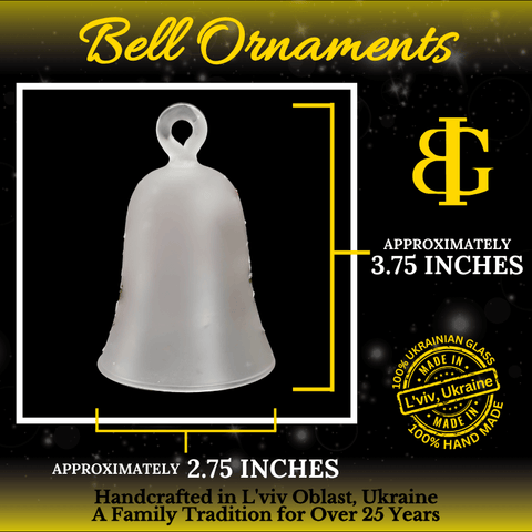 Frosted Blown Glass Bell Ornament – Liberty Bell Design with Clapper