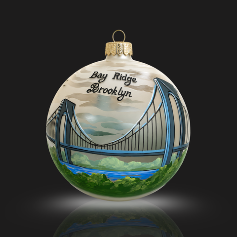 Frosted Blown Glass Jumbo Ball Ornament - Handcrafted - Bay Ridge Brooklyn Design