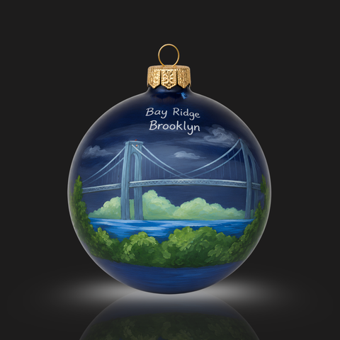 Light Blue Blown Glass Jumbo Ball Ornament - Handcrafted - Bay Ridge Brooklyn Design