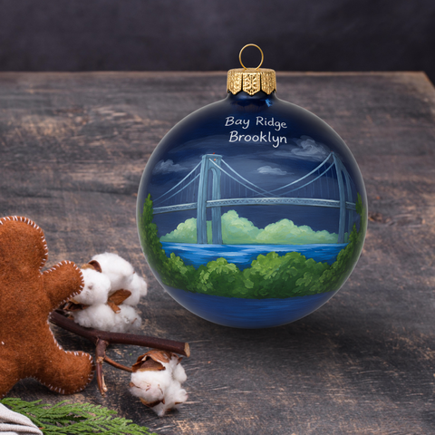 Light Blue Blown Glass Jumbo Ball Ornament - Handcrafted - Bay Ridge Brooklyn Design