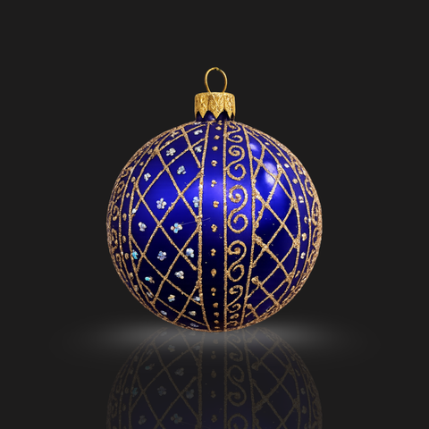 Blue Blown Glass Ornament - Handcrafted - Hand Made - Modern Design
