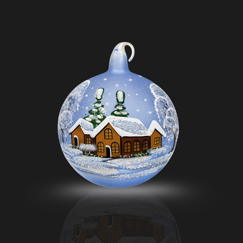 Light Blue Blown Glass Ornament - Handcrafted - Brown Cabins Design