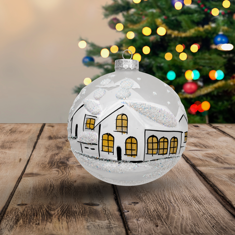 Frosted Blown Glass Ornament - Handcrafted - White Cabins Design