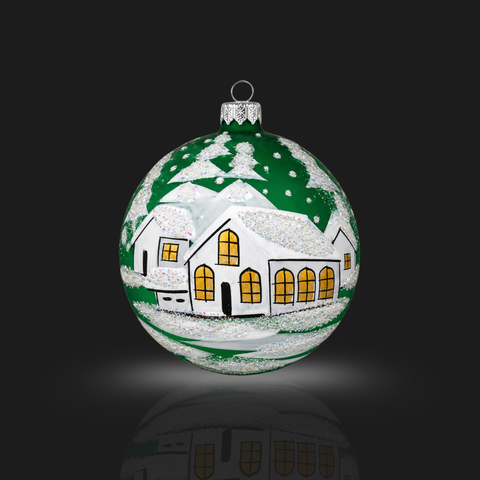 Green Blown Glass Ornament - Handcrafted - White Cabin Design