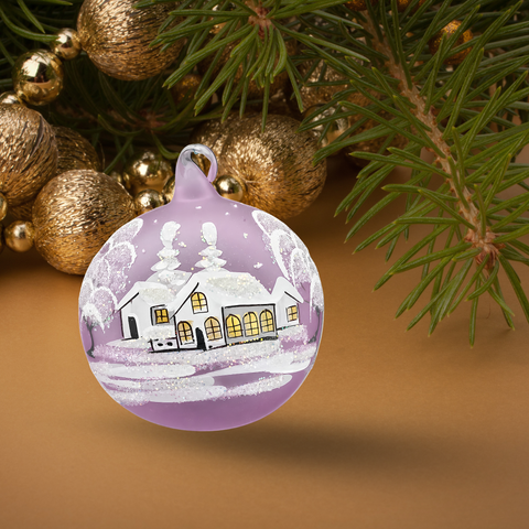 Lavender Blown Glass Ornament - Handcrafted - White Cabins Design