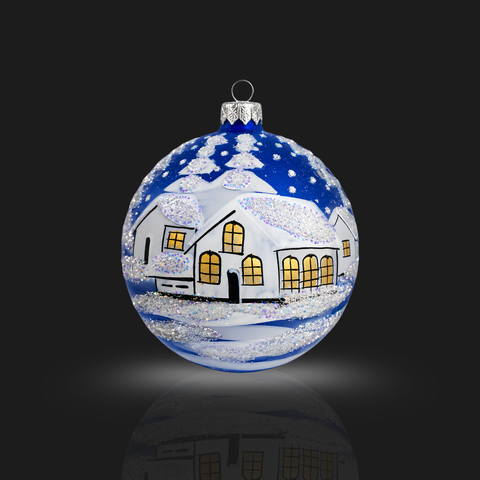 Blue Blown Glass Ornament - Handcrafted - White Cabins Design
