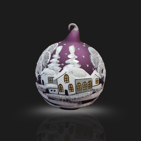Purple Blown Glass Ornament - Handcrafted - White Cabins Design
