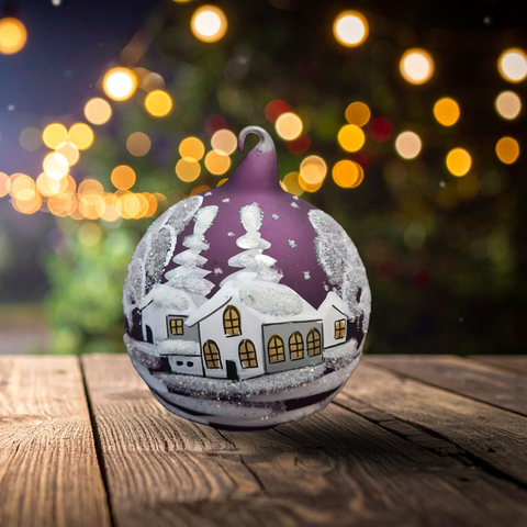 Purple Blown Glass Ornament - Handcrafted - White Cabins Design