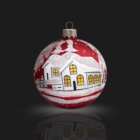 Red Blown Glass Ornament - Handcrafted - White Cabins Design