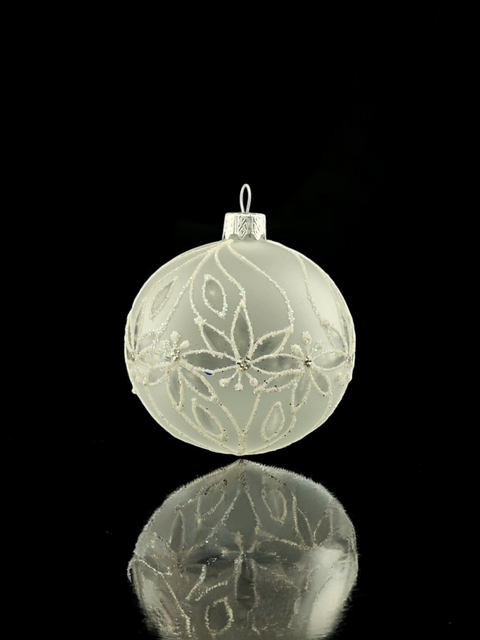 Frosted Blown Glass Ornament - Handcrafted - Palm Tree Design