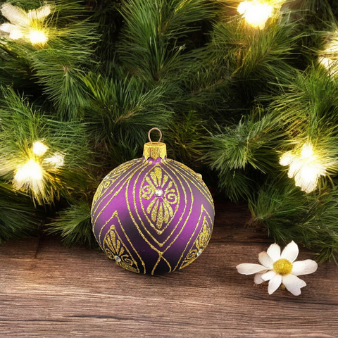 Purple Blown Glass Ornament - Handcrafted - Modern Design